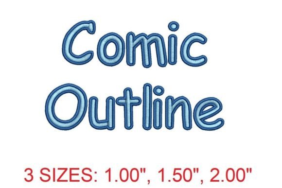 Comic Outline Embroidery Font for Boutique Apparel