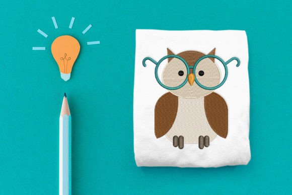 Owl with Glasses Mini Embroidery for Small Shops