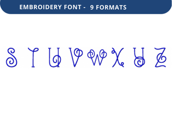 Vine Nouveau Font S to Z for Seasonal Stitching